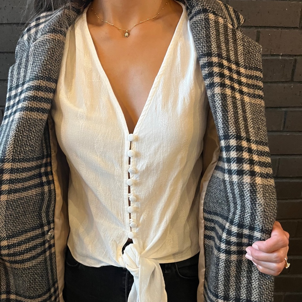 Leona Textured Tie Front Blouse